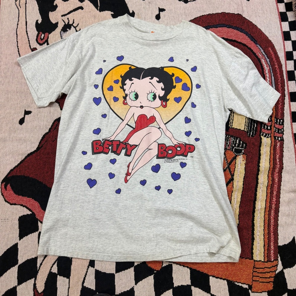 Vintage 1994 Betty Boop Graphic T-Shirt Grey Heather Collegeware USA xxLarge 90s
